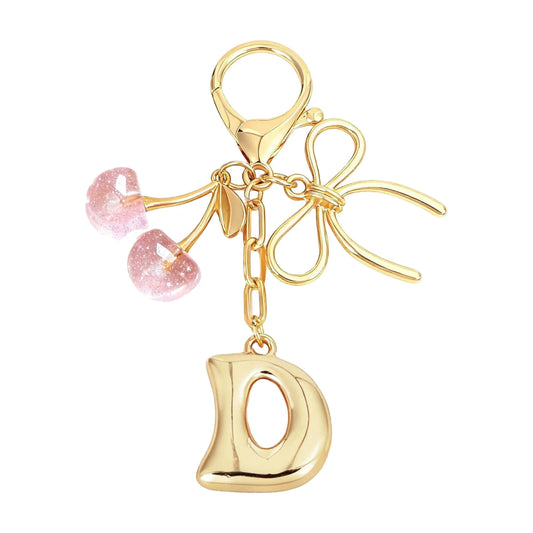 Cherie – Bijou de sac initiale nœud cerise (Rose)