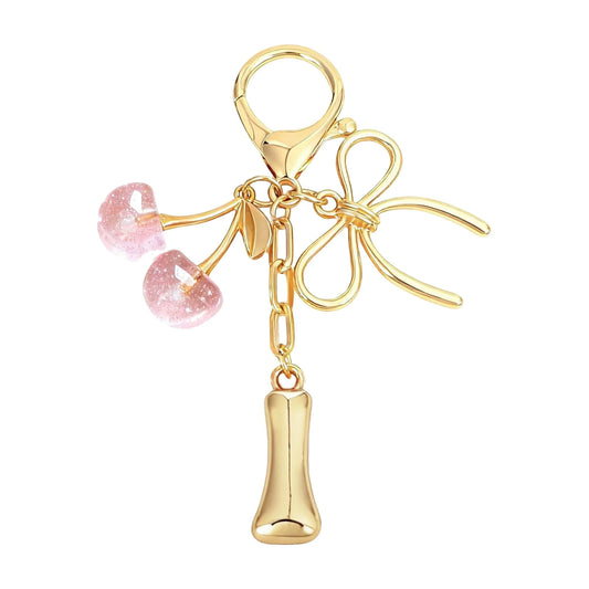 Cherie – Bijou de sac initiale nœud cerise (Rose)