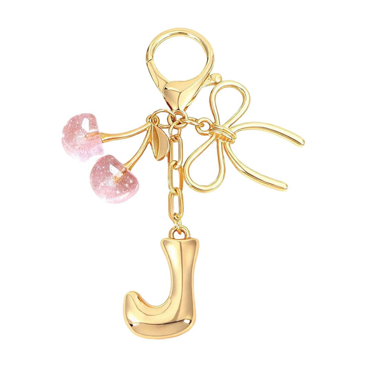 Cherie – Bijou de sac initiale nœud cerise (Rose)