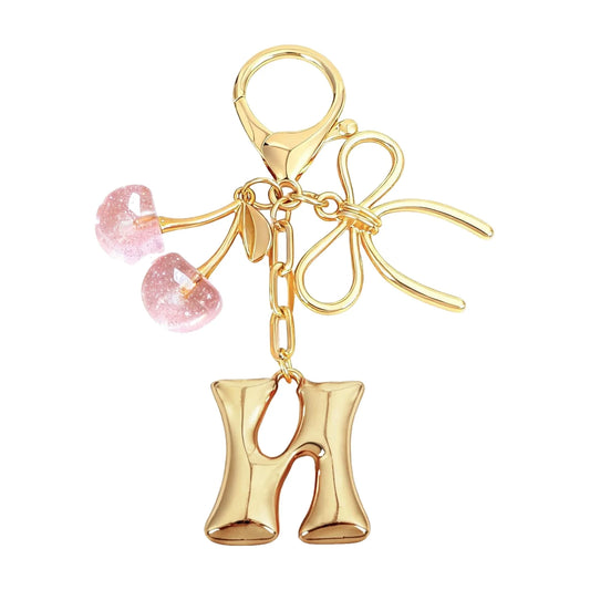 Cherie – Bijou de sac initiale nœud cerise (Rose)