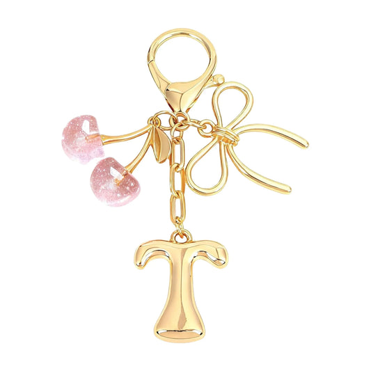 Cherie – Bijou de sac initiale nœud cerise (Rose)