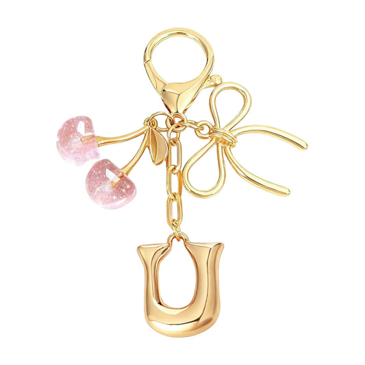 Cherie – Bijou de sac initiale nœud cerise (Rose)