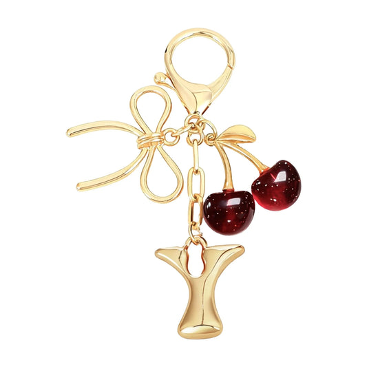 Cherie – Bijou de sac initiale nœud cerise (Rouge)