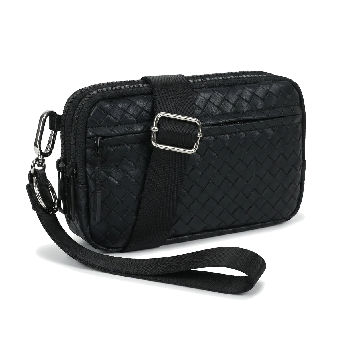 Statshy – Portefeuille bandoulière en cuir tressé