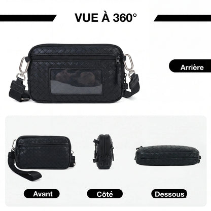 Statshy – Portefeuille bandoulière en cuir tressé