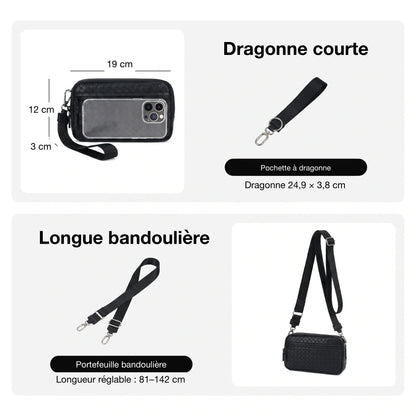 Statshy – Portefeuille bandoulière en cuir tressé