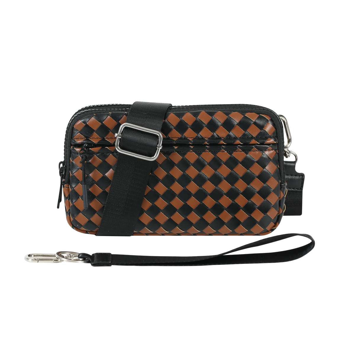 Statshy – Portefeuille bandoulière en cuir tressé