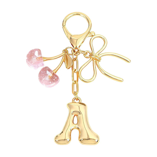Cherie – Bijou de sac initiale nœud cerise (Rose)