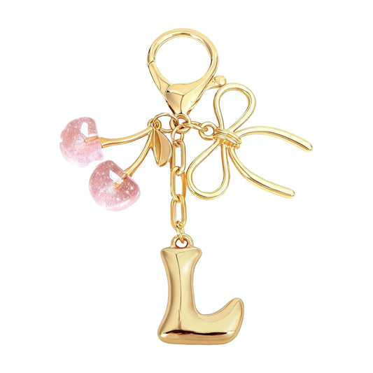 Cherie – Bijou de sac initiale nœud cerise (Rose)
