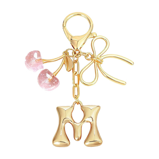 Cherie – Bijou de sac initiale nœud cerise (Rose)