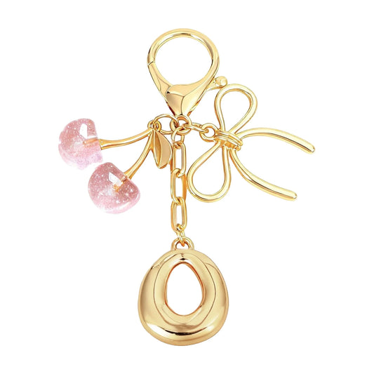 Cherie – Bijou de sac initiale nœud cerise (Rose)