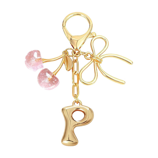 Cherie – Bijou de sac initiale nœud cerise (Rose)