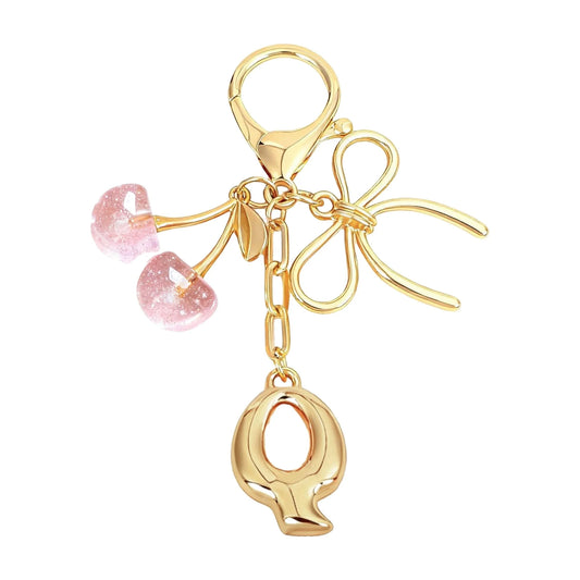 Cherie – Bijou de sac initiale nœud cerise (Rose)