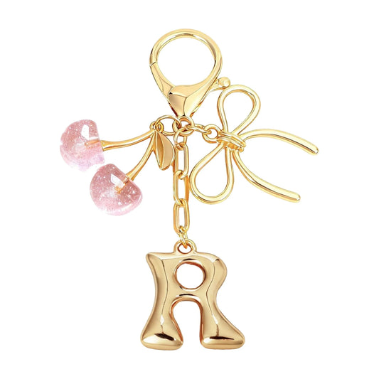 Cherie – Bijou de sac initiale nœud cerise (Rose)