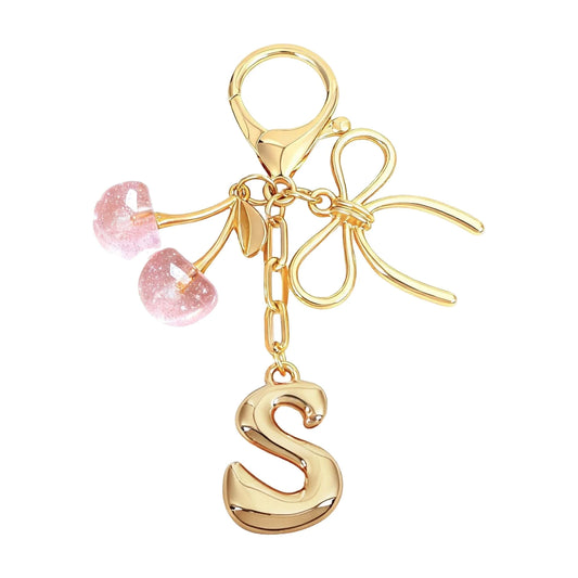 Cherie – Bijou de sac initiale nœud cerise (Rose)