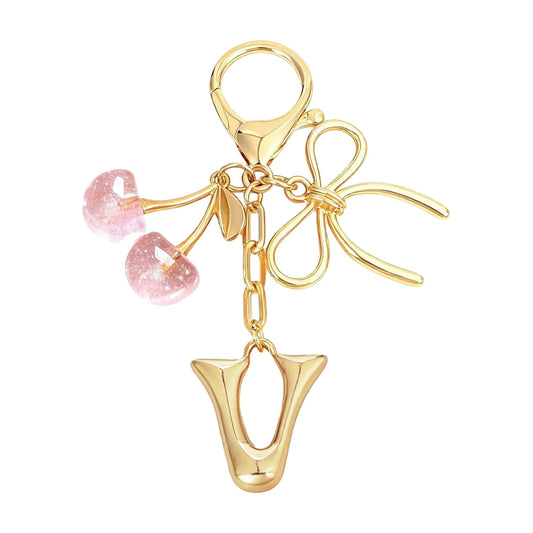 Cherie – Bijou de sac initiale nœud cerise (Rose)