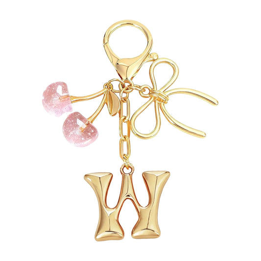 Cherie – Bijou de sac initiale nœud cerise (Rose)