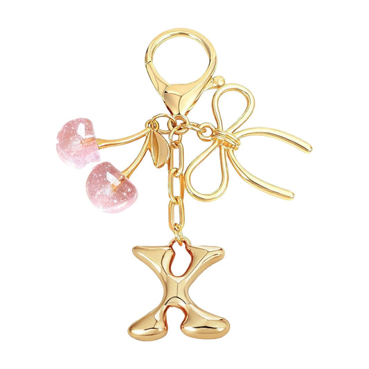 Cherie – Bijou de sac initiale nœud cerise (Rose)