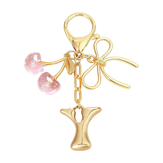 Cherie – Bijou de sac initiale nœud cerise (Rose)