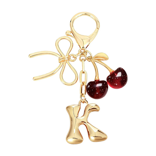 Cherie – Bijou de sac initiale nœud cerise (Rouge)