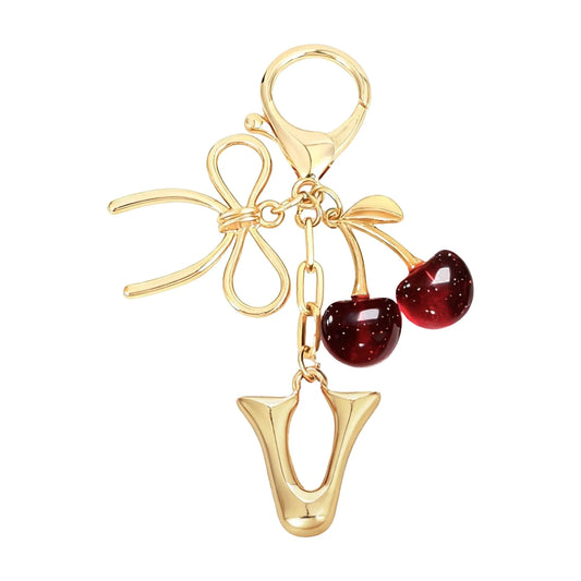 Cherie – Bijou de sac initiale nœud cerise (Rouge)